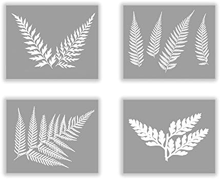 Set of Four Natural Botanical Fern Prints No. 02, 03, 04 and 05 in a soft gray, Botanical Decor Print Set