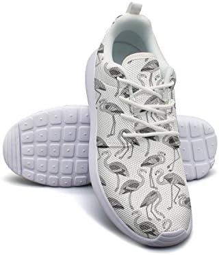 Saerg Bearry Men's White And Black Flamingo Lightweight Mesh Running Shoes Print Sneakers