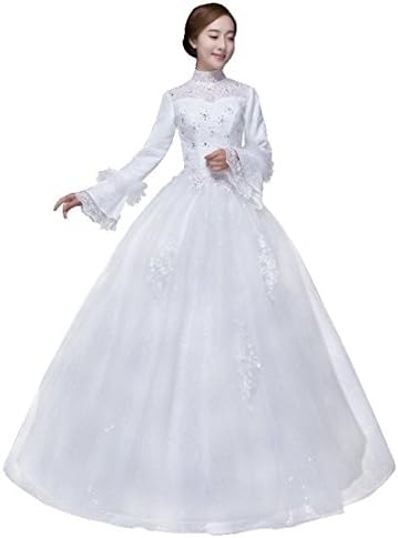 Peacock Princess Winter Ball Gown Wedding Dresses with Long Sleeves Crystal