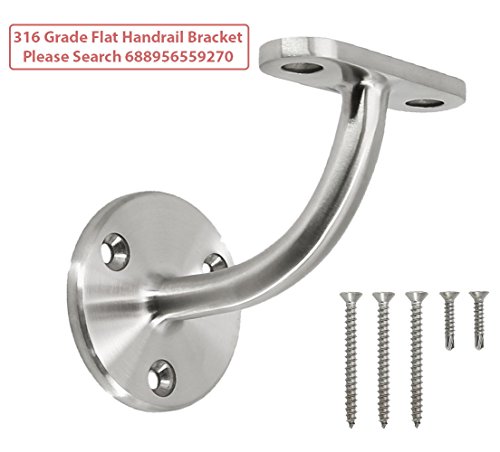 Stainless Steel 316 Grade Wall Mount Staircase Handrail Bracket for 1-1/2 or 1-5/8 OD Hand Railing, Stain, 2-Pack - Thumbnail 6