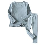 Toddler Boys Girls Thermal Underwear Long Sleeve T-Shirt Leggings 2Pcs Kids Winter Base Layer Set, 12Months-8Years