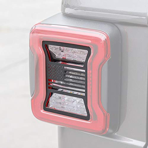 Iparts Black Taillight Guard Tail Light Cover Protector for 2018 2019 Jeep Wrangler Accessories JL JLU - USA Flag Style2 - Thumbnail 4