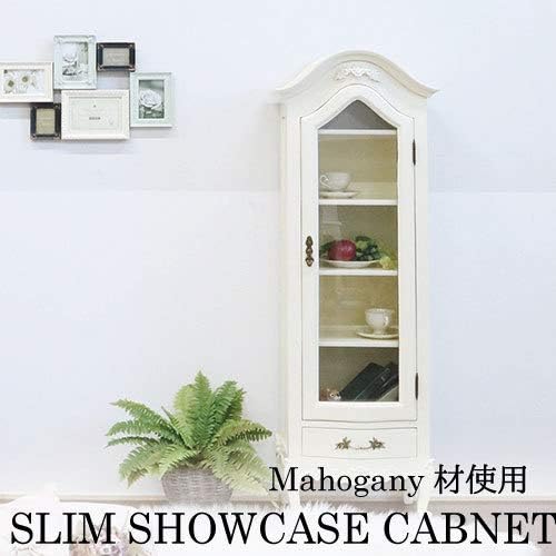 スピード対応 全国送料無料 おしゃれ生活 スリムショーケースキャビネットアイボリー ディスプレイケース 骨董品 アンティーク