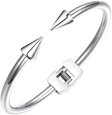 Newest Nail Design Fashion Womens Bracelets 316L Stainless Steel Open Cuff Bangle For Women Gift (silver)