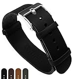 BARTON Leather NATO Style Watch Straps - Choose Color, Length & Width - Black 18mm Standard Band