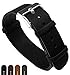 BARTON Leather NATO Style Watch Straps - Choose Color, Length & Width - Black 18mm Standard Band