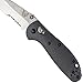 Benchmade - Mini Griptilian 556-1 Knife, Drop-Point Blade, Serrated Edge, Satin Finish, Gray Handle