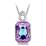 QIANSE Garden Mist Pendant Necklace, Swarovski Crystals Jewelry for Women, Necklace with Birthstones, birthsay gifts for women, anniversary gifts for her, gifts for daughter wife mom sister