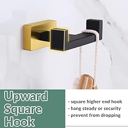 APLusee Double Towel Robe Hook Black
