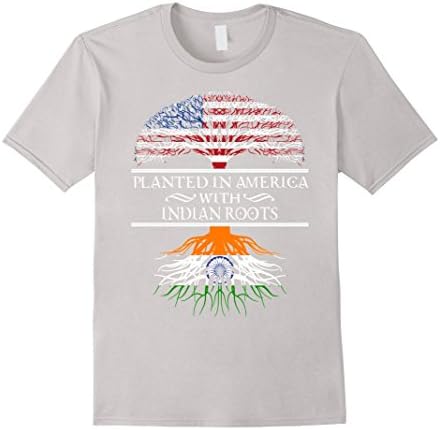 Men's Indian American T Shirt, India Flag, Gift for Indians Medium Silver