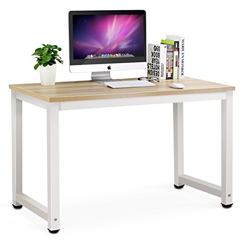 Tribesigns Computer Desk, 47" Modern Simple Office Desk Computer Table Study Writing Desk for Home Office, Light Walnut