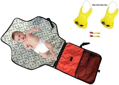 YindyMiller Baby Diaper Changing Pad Mat with Twin Bib, Spoon and Fork