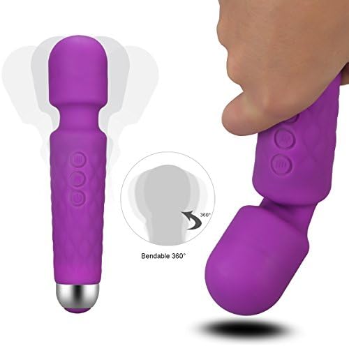 Handheld Personal Wand Massager for Back Neck Shoulder Body Vibrator with 8 Powerful Speeds &amp; 20 Vibration (Purple)