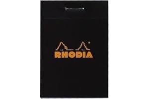 Rhodia Head Stapled Pad, No10 A8, Square ruling - Black
