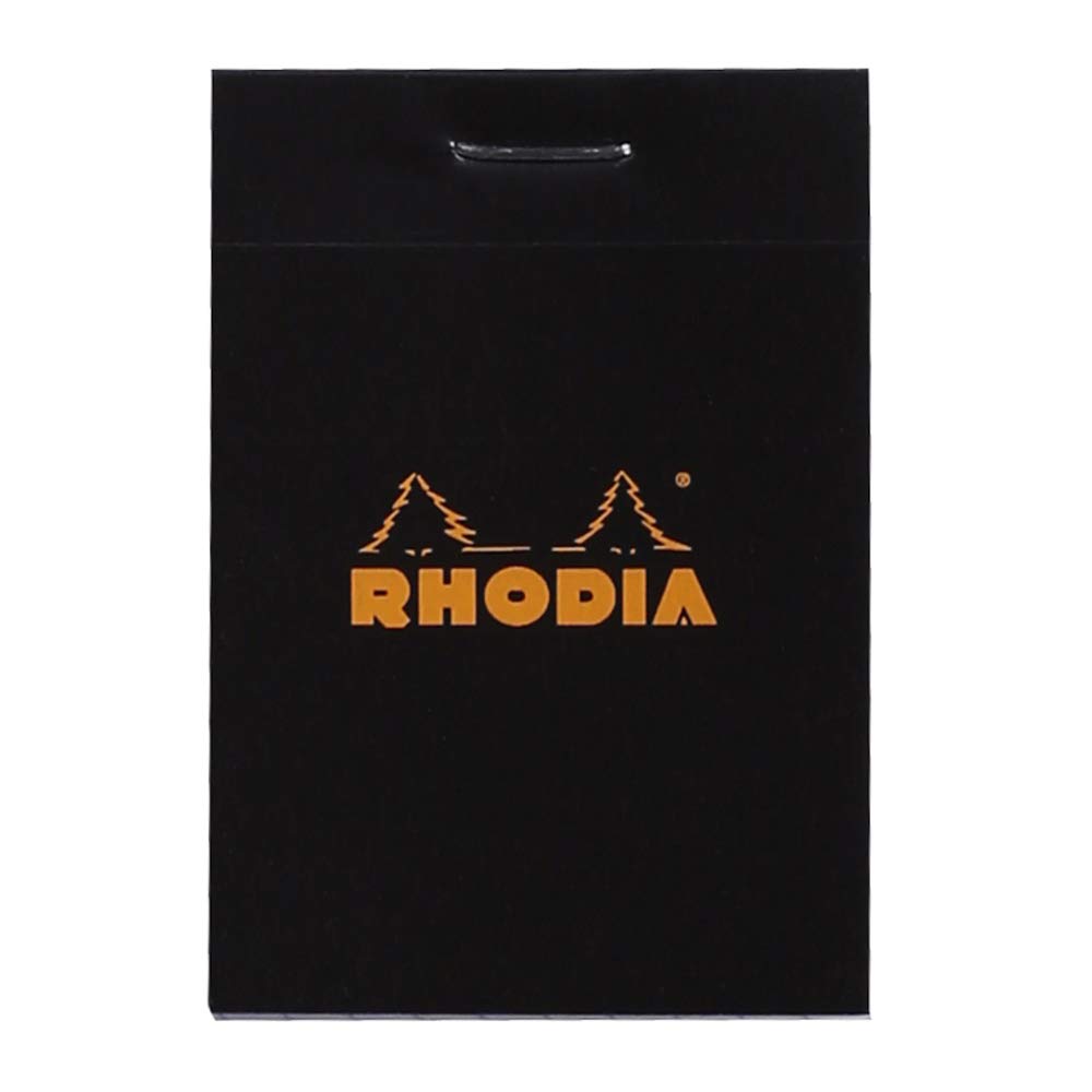 RHODIA 102009C - Stapled Notepad N°10 Black - A8 - Small Squares - 80 Detachable Sheets - 80G Clairefontaine Paper - Soft, Resistant and Waterproof Coated Card Cover - Basics, 52x75mm