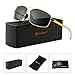SUNGAIT Ultra Lightweight Rectangular Polarized Sunglasses UV400 Protection (Gold Frame Grey Lens, 62) Metal Frame 2458 JKH