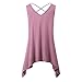 Solatin Women's Cross V Neck Tank Tops Summer Flowy Sleeveless Tunic (2X-Large, Deep Pink)