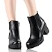 Refresh Club-01 Women's Elastic Panel Slip On Chunky Heel Ankle Booties,Black (8)