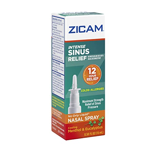Zicam Intense Sinus Relief Nasal Spray,Transparent Cooling Menthol and