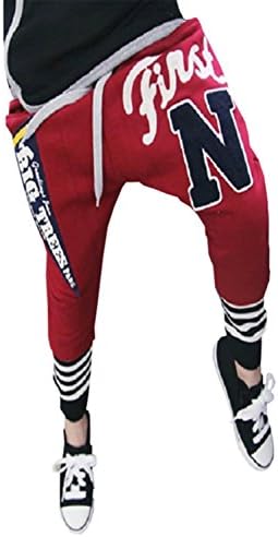 Betusline Toddler Baby Little Boys Cotton Harem Pants Elastic Trousers Red