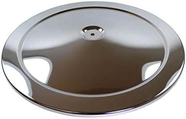 MotorNets 14" Round Chrome Steel Air Cleaner Lid Cover Top only Chevy Ford Mopar Pro Muscle Car Louvered Flame Race (Muscle Car Style)
