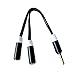 HTTX 4-Pole 3.5mm Stereo Headset Splitter, Male to Dual Female, Stereo Headphone Jack Flat Cable Adapter for iPhone iPad itouch External Speaker (Black&White, 2-Pack)