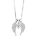 BERRICLE Angel Wings Cubic Zirconia CZ Fashion Pendant Necklace for Women, Silver-Tone 18 inch