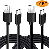 10 Ft Micro USB Power Cable for Fire TV Intel Computer, Roku,Kindle Touch, Keyboard, DX, Chromecast and Azulle Quantum Access Asus Vivo Stick Mini, Cloud Cam PC Data Sync Cord