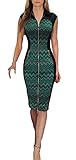 REPHYLLIS Women Vintage Zipper Cocktail Party Work Casual Pencil Dress