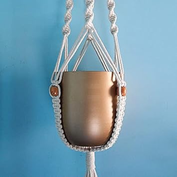 Top Knot Macrame Cotton Plant Hanger | Rope Flower Pot Holder for Indoor Outdoor Balcony Garden Wall[The TopK_39]