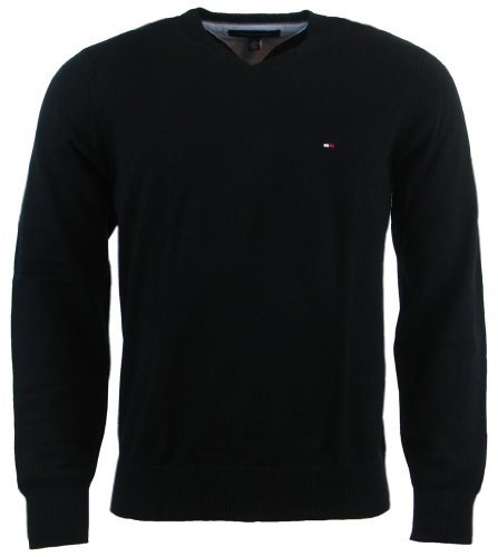 Tommy Hilfiger Mens Long Sleeve Pacific V-Neck Pullover Sweater - M - Black