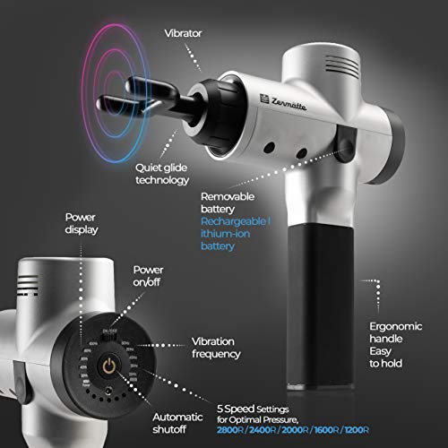 Zermätte Deep Tissue Massage Gun | Cordless Percussive Muscle Gun for Athletes | Quiet, Powerful, Handheld Massager Delivers Therapeutic, Full-Body Relief for Muscle Ache, Pain, Tension