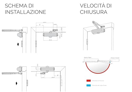 MERONI SERRATURE Aircraft Door Closer – Ambidextrous Variable Force with Standard Arm – EN 1154 Certified, Suitable for Wood, Aluminium and Metal Doors – Made in Italy