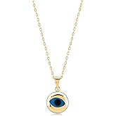 Gelin 10K or 14K Solid Gold Evil Eye Pendant Necklace for Women