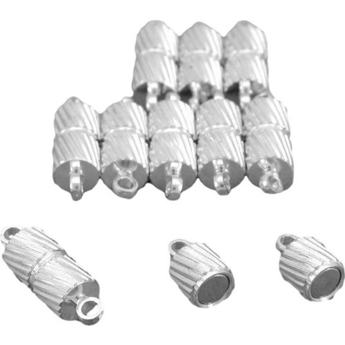 ILOVEDIY 10 Sets Silver Plated Strong Magnetic Clasps Round 10mm for Bracelets Jewelry