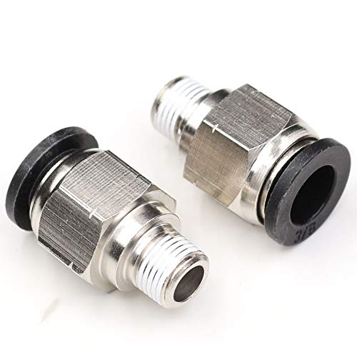 CEKER Push to Connect Air Pipe Fittings PC 3/8" Tube Od x 1/8" NPT Thread Male Straight Pneumatic Fitting Push in Quick Tube Fitting Connector 5Pack
