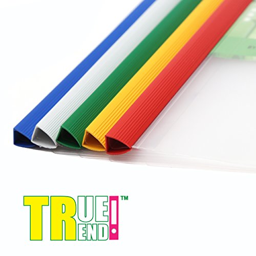 TRUETREND Clear Plastic Report Cover | Standard Sliding Bar Crystal Clear Design – Project File, Resume and Presentation Protector – Perfect for School and Office + Pack of 10 in 5 assorted colors