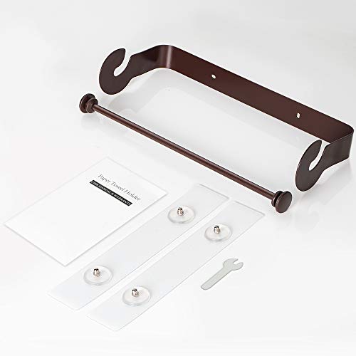 ODesign Adhesive Paper Towel Holder Under Cabinet for Kitchen Bathroom SUS 304 Stainless Steel Wall Mount No Drilling - Brown