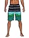 Nonwe Men's Beachwear Quick Dry Holiday Drawstring Striped Beach Shorts Green 36