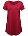 JollieLovin Women's Plus Size Tops Summer Tunic Short Sleeve Loose Fit T-Shirt to Wear with Leggings(Wine Red,1X)