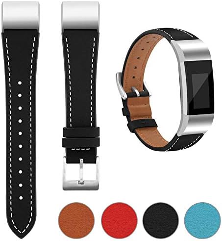 Goosehill Replacement Leather Strap Band Compatible for Fitbit Charge 2, Adjustable Replacement Sport Straps Fitness Wristband