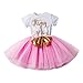 Newborn Baby Girl Princess It's My 1st/2nd Birthday Party Cake Smash Shinny Sequin Bow Tie Tulle Tutu Dress Outfit Pink (1 Year)