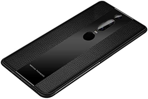 Phone Case, Mate RS PU Leather and Glass Back Shell with Flexible Soft TPU Silicone Frame Shockproof Cover Case for Mate RS Porsche Design 6.0" -Black