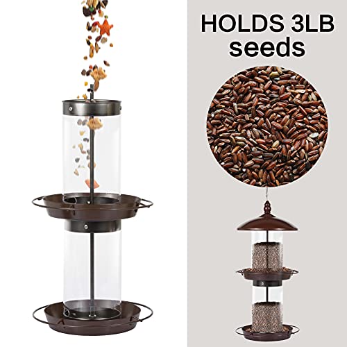 Jardim Outside Wild Bird feeders That Attach to Window Stand for Garden Yard Outdoor Hanging Decor(2 Tiers)