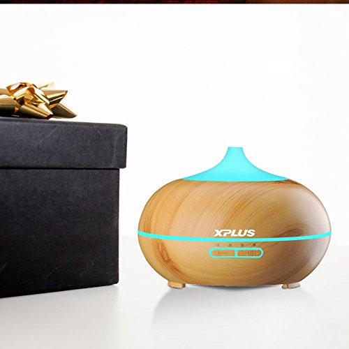 Essential Oil Diffuser,XPLUS 300ml Ultrasonic Aroma Diffuser Cool Mist Humidifier Aromatherapy Diffusers for Office Home Baby Bedroom Living Room Study Yoga Spa with 7 Color LED Lights Auto Shut-Off