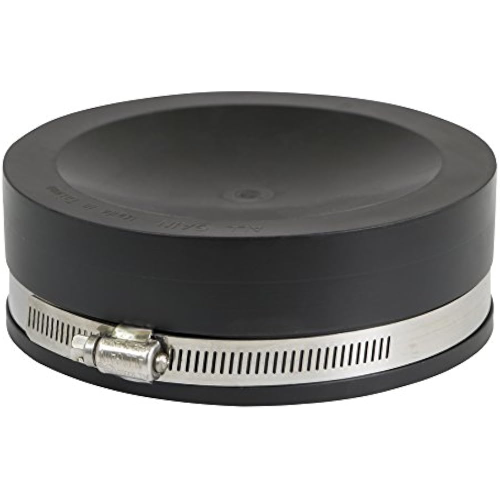 1750 Flexible Pipe Fittings PVC Cap With Stainless Steel Clamps, 5", Black eBay