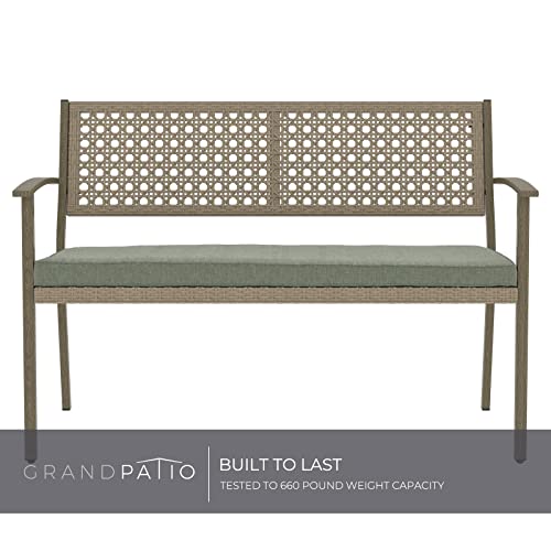 Grand patio Garden Bench, Wicker Rattan Outdoor Benches with Cushion