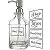 JASAI Antique Design Soap Dispenser with Rust Proof 304 Stainless Steel Pump, Refillable Glass Soap Dispenser with 10Pcs…