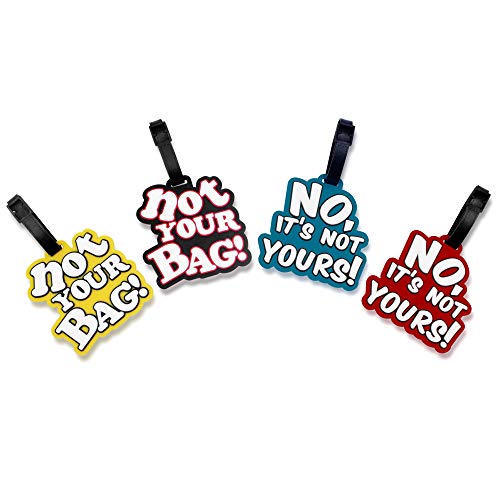 Finex Set of 4 It's NOT Your Bag Random Humor Travel Luggage Baggage Identification Labels ID Tag for Bag Suitcase Plane Cruise Ships with Adjustable Strap