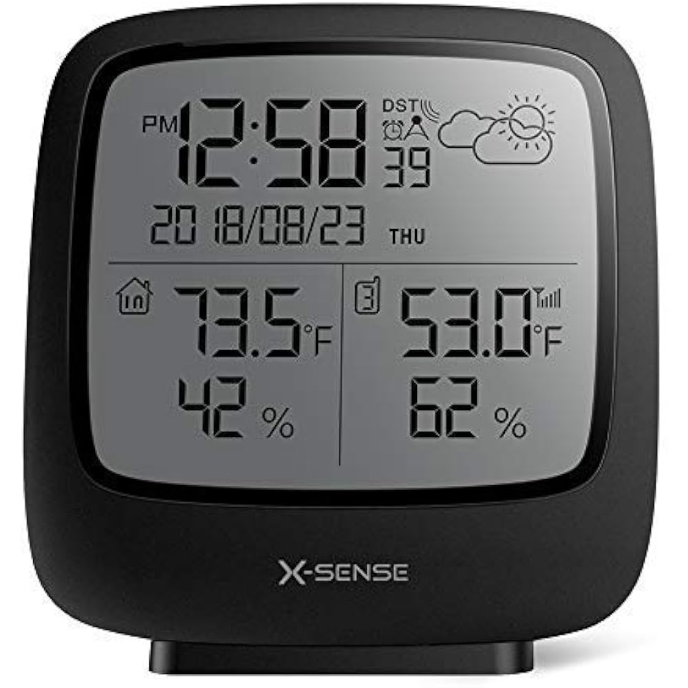 XSense Weather Station Wireless 500 Ft Range, Large Backlit LCD